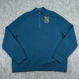 Ted Baker Sweater Mens Size 6 2XL Teal Lostit Slim Fit Half Zip Funnel Neck NEW